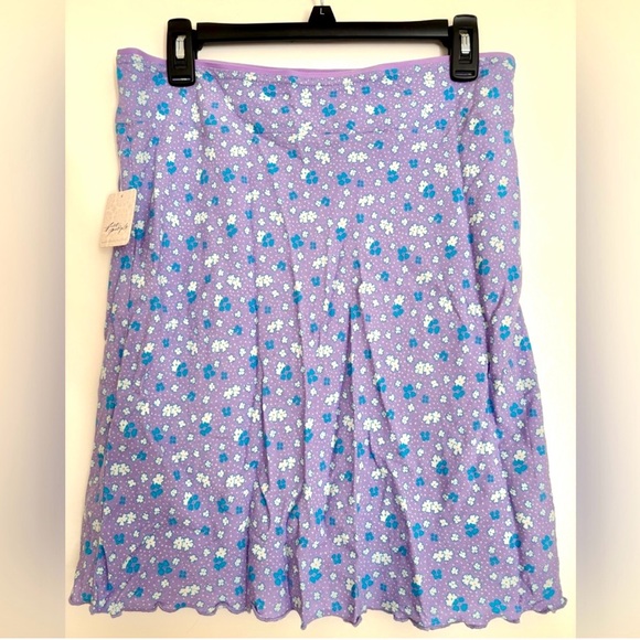 Free People Ditsy Floral Lavender Skirt Size 4 Boho Festival Lettuce Edge Y2K - Picture 5 of 7